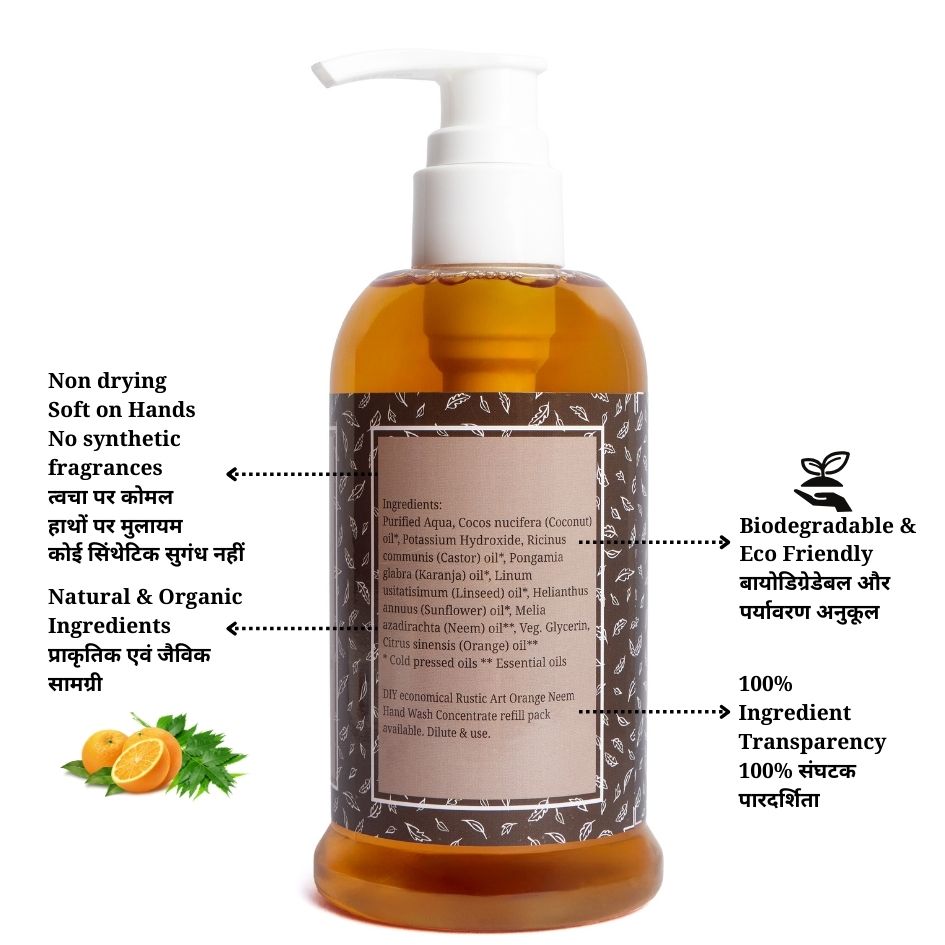 Rustic Art Orange Neem Hand Wash (250ml) PACK OF 2