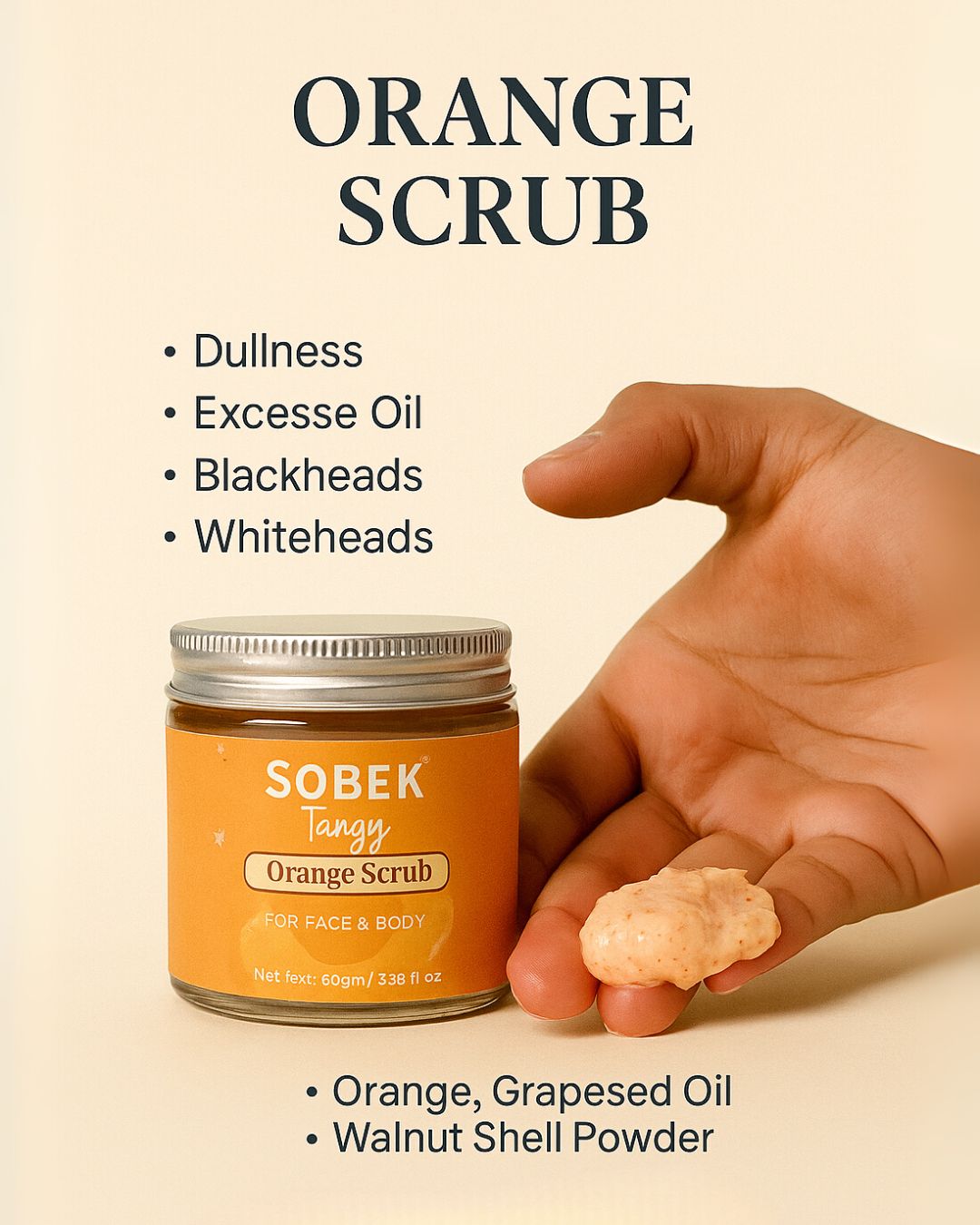 Sobek Naturals Tangy Orange Face And Body Scrub | Paraben & Sls Free 100 gm