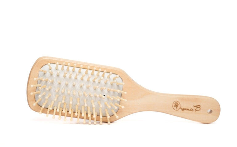 Organic B Rectangular Paddle Hairbrush | Wooden | Small