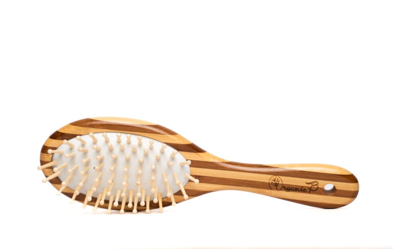 Organic B Oval Paddle Hairbrush |Bamboo |Stripped | Small