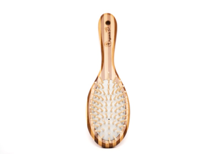 Organic B Oval Paddle Hairbrush |Bamboo |Stripped | Small