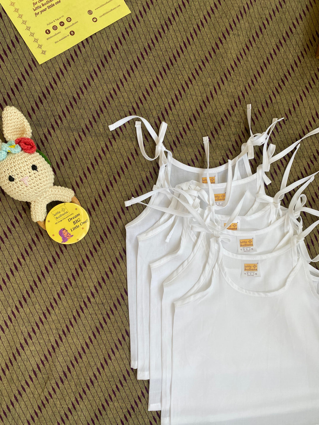 Little Sudhams Organic Cotton Newborn Baby Tank Tops (Pack of 5)