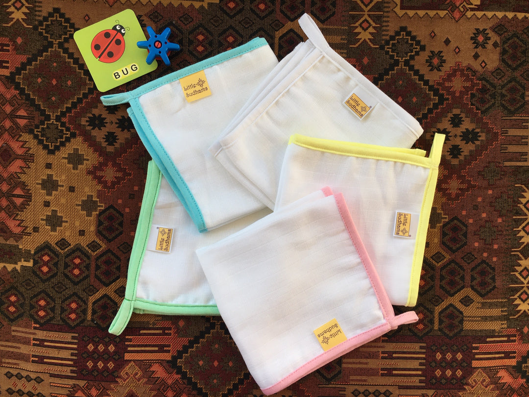 Little Sudhams Organic Cotton Muslin Wash Cloth (Pack of 5)