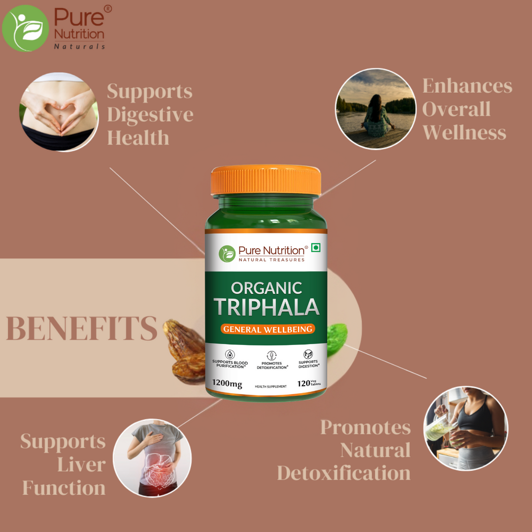 Organic Triphala Supplement - 120 Vegetarian Tablets | Supports Digestion and Boosts Immunity