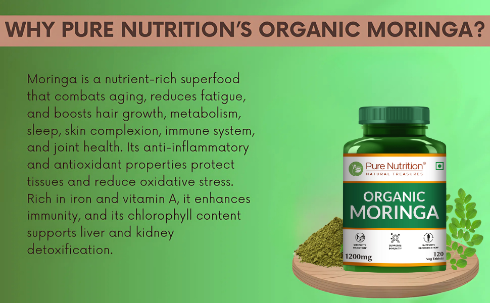 Organic Moringa Tablets 1200mg | Supports Immunity, Digestion & Energy
