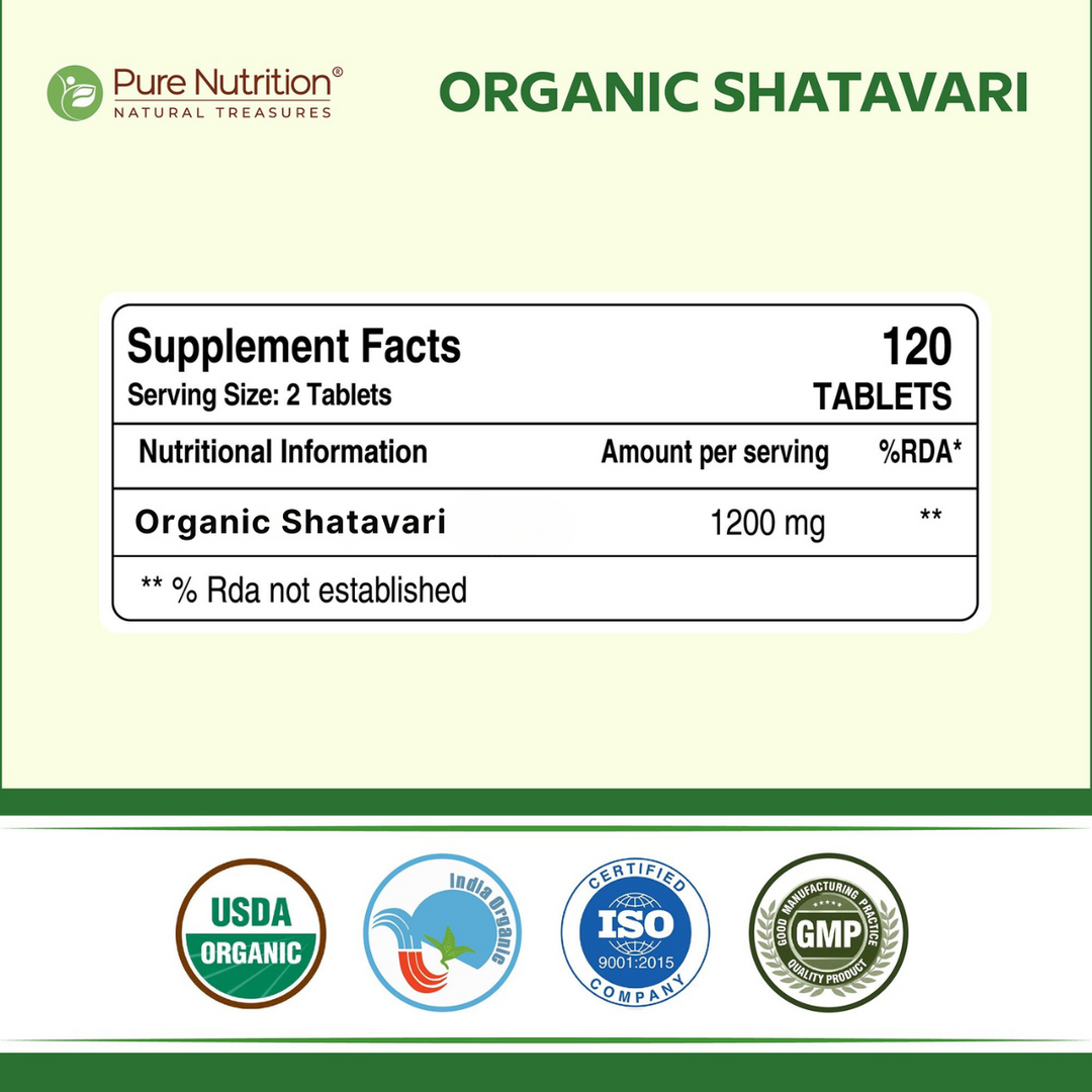 Organic Shatavari - 120 Tablets | Boosts Immunity, Digestion, and Supports Women&