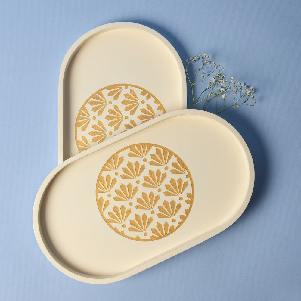 BambaiSe Pebble Grey Oval Tray (M)