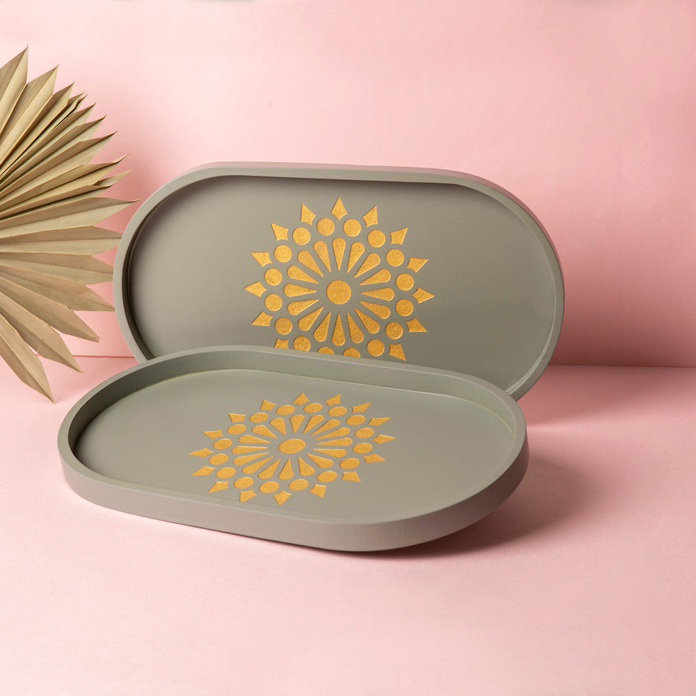 BambaiSe Pebble Grey Oval Tray (M)