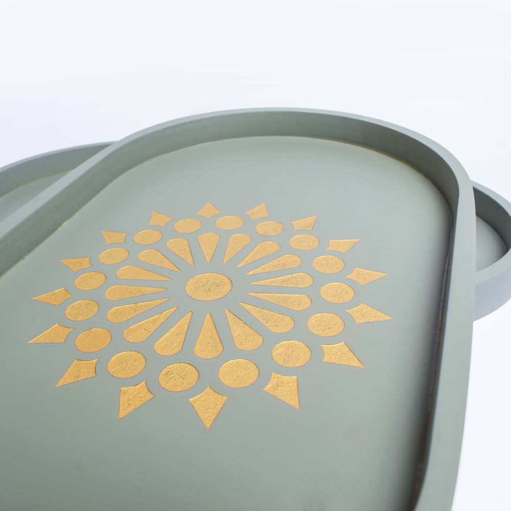 BambaiSe Pebble Grey Oval Tray (M)