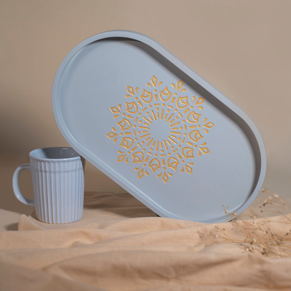 BambaiSe Ivory White Oval Tray (M)