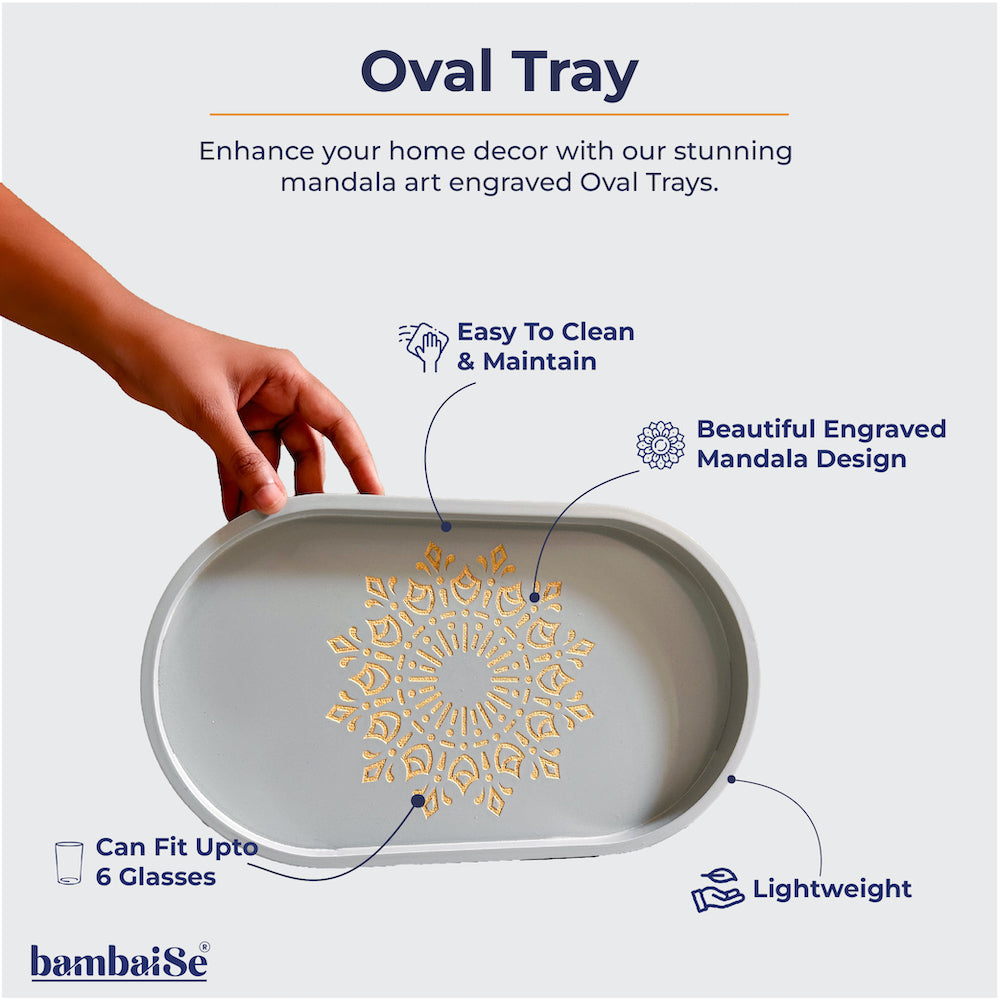 BambaiSe Ivory White Oval Tray (M)