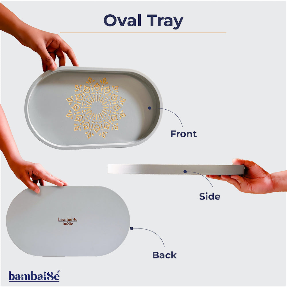 BambaiSe Ivory White Oval Tray (M)