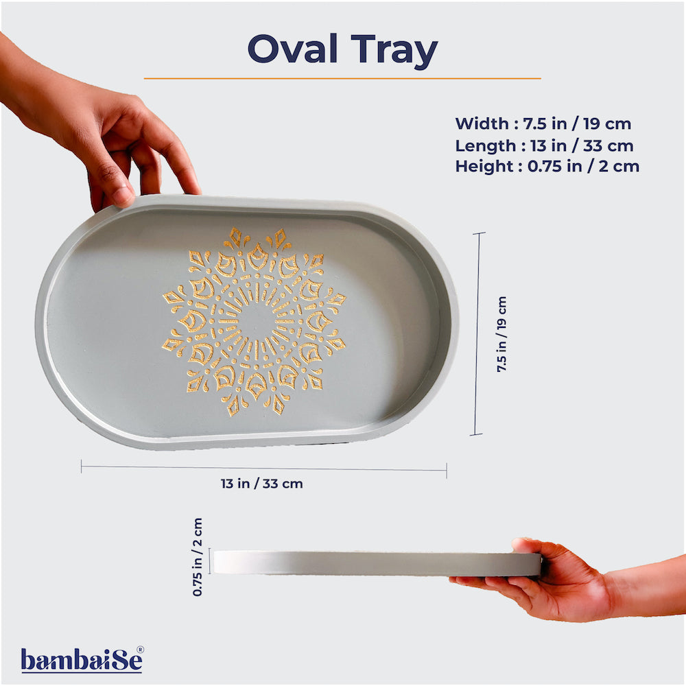 BambaiSe Ivory White Oval Tray (M)