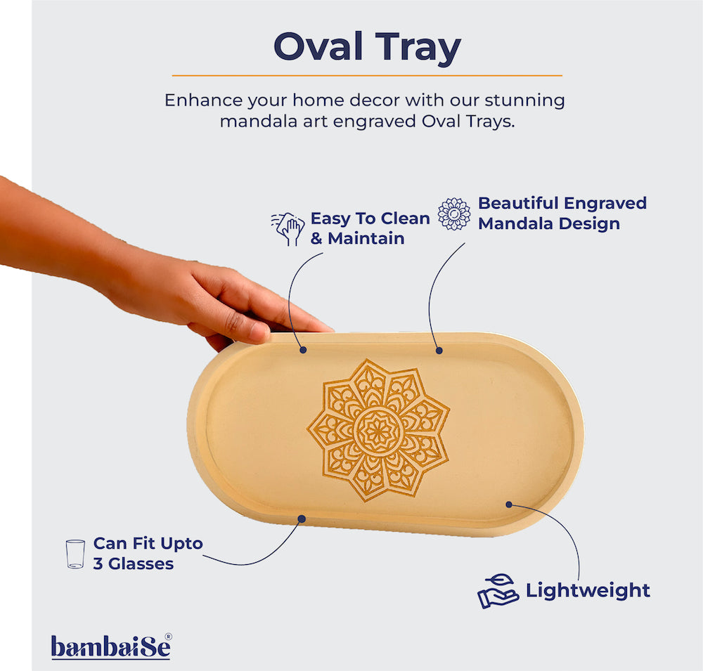 BambaiSe Ivory White Oval Tray (S)