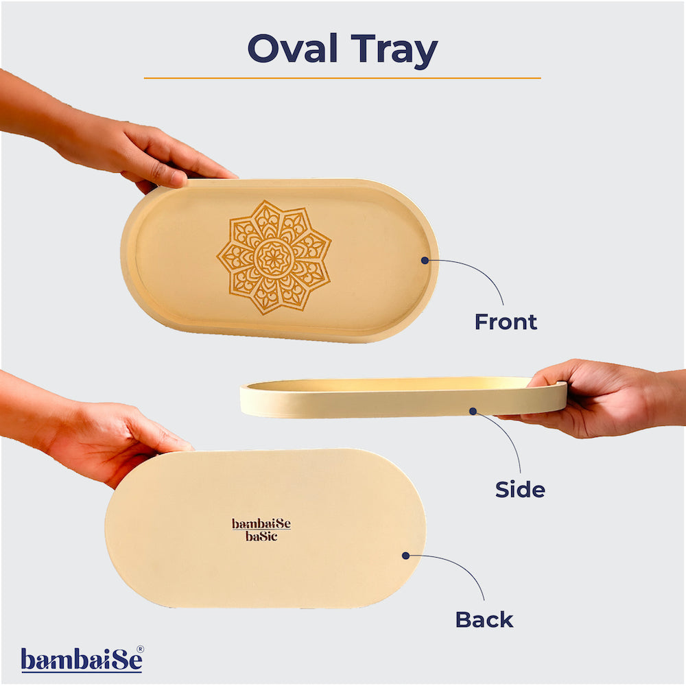 BambaiSe Ivory White Oval Tray (S)