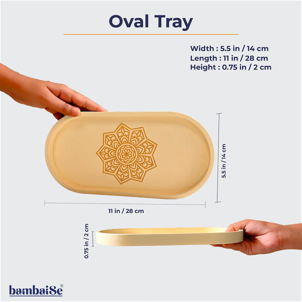 BambaiSe Ivory White Oval Tray (S)