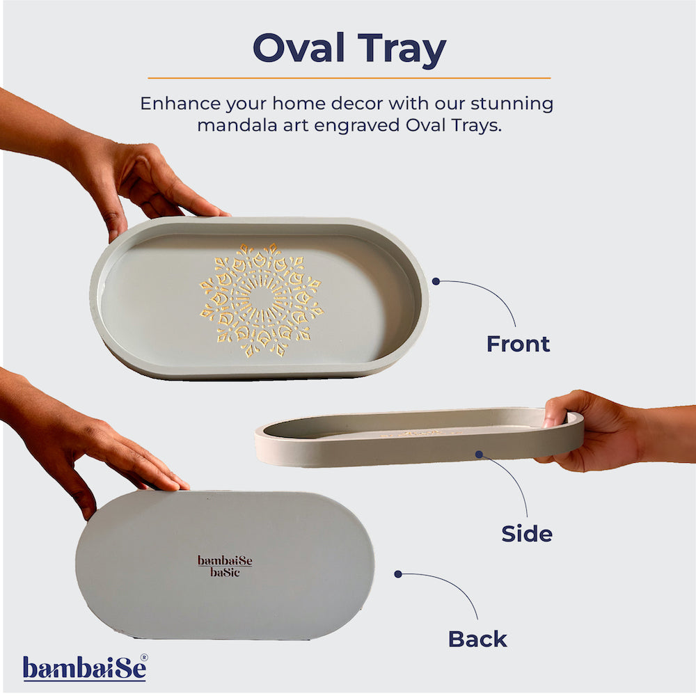 BambaiSe Pebble Grey Oval Tray (S)