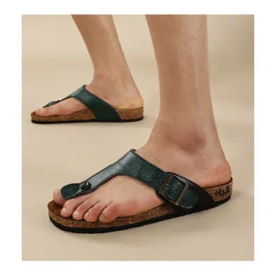 Pebble  Forest Green Adjustable Strap Sandals