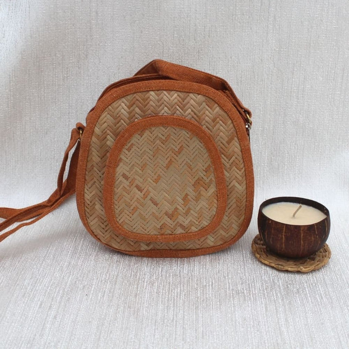 ONEarth Oval Shital Pati & Jute Sling Bag