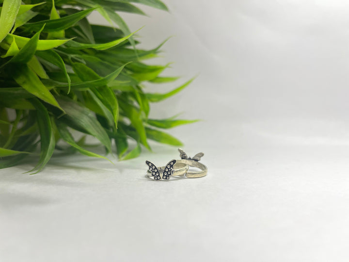 Oxidised 925 Sterling Silver Butterfly Toe Ring for Her - Suspire