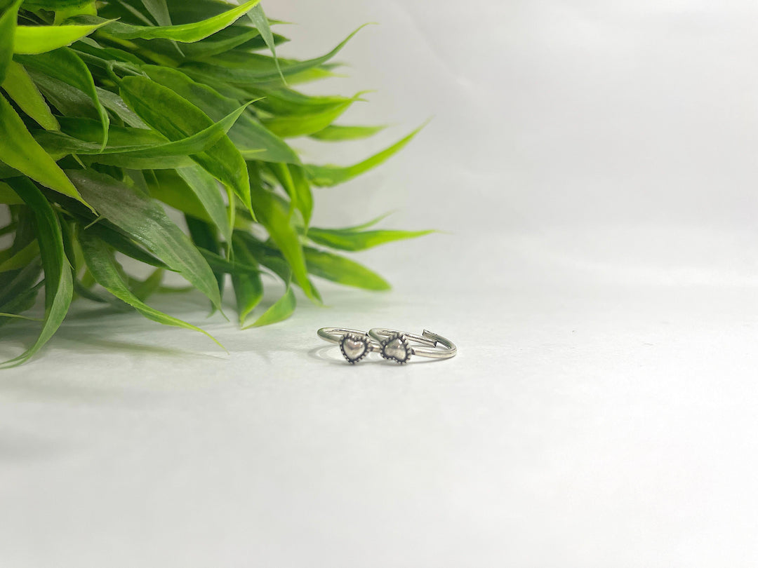 Oxidised 925 Sterling Silver Puffed Heart Toe Ring for Her - Suspire