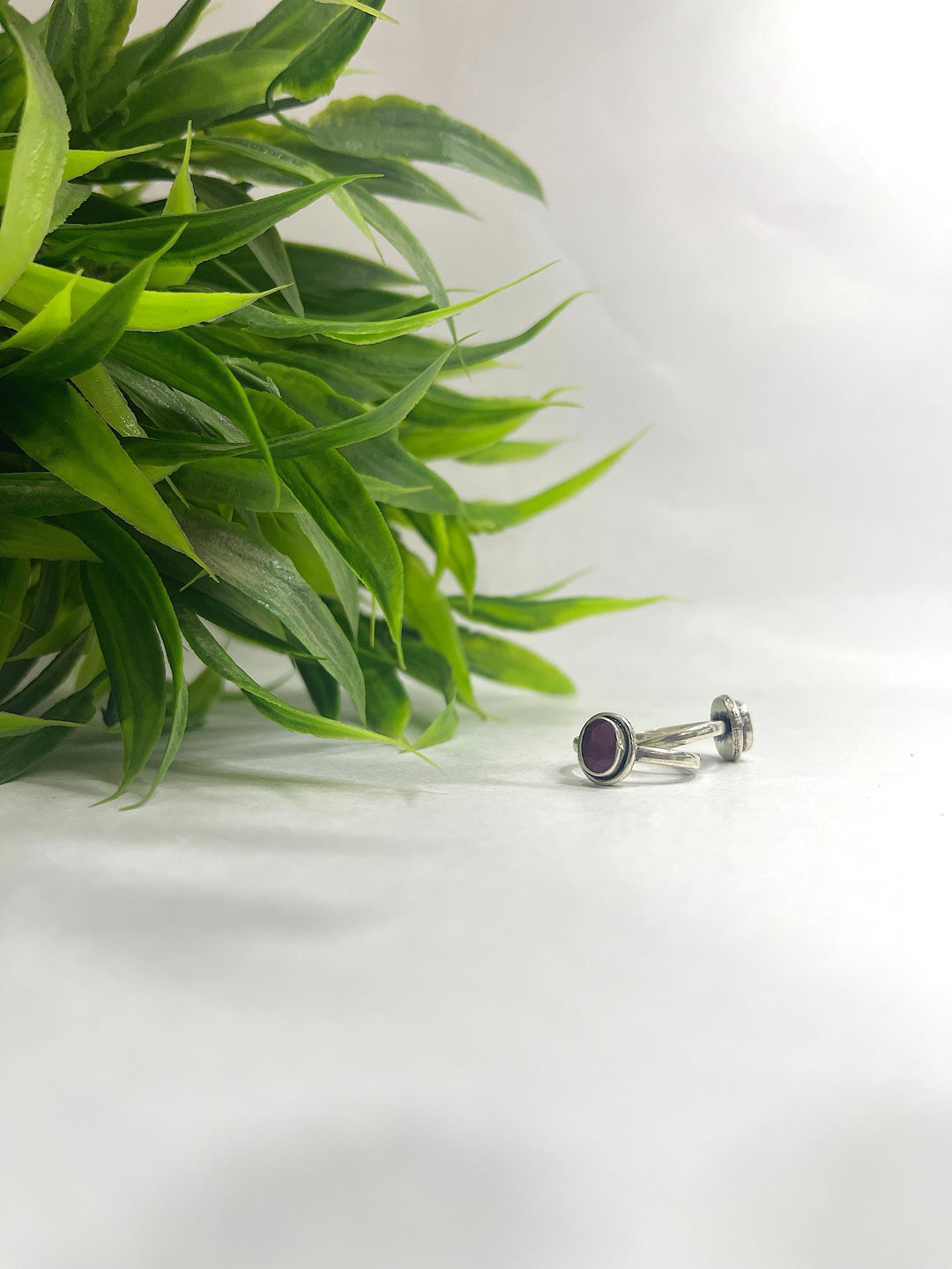 Oxidised 925 Sterling Silver Toe Ring for Her (Ruby Pink Stone) - Suspire