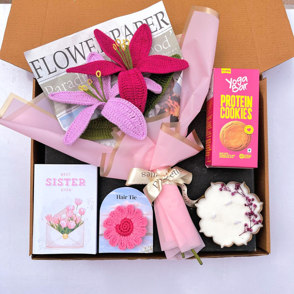 P Palettes hamper for her, gifting, candle, bouquet