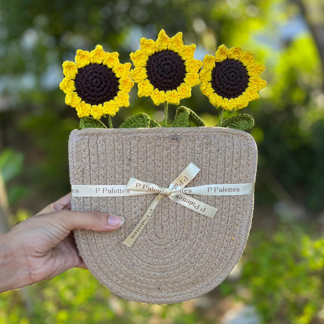 P Palettes Sunflower Boho Basket, gifting, handmade - Suspire