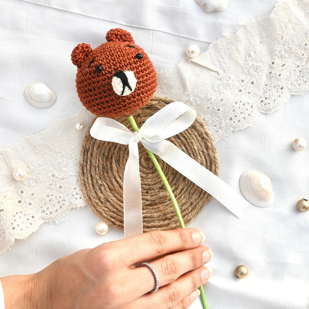 P Palettes Teddy Bunny stem, handmade, gifting, décor, crochet
