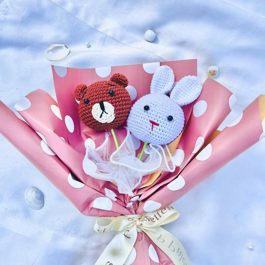 P Palettes Teddy n Bunny Bouquet, handmade, gifting, décor, crochet - Suspire