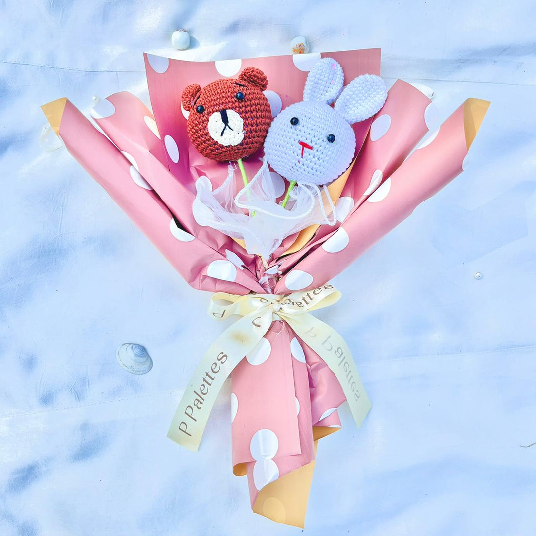 P Palettes Teddy n Bunny Bouquet, handmade, gifting, décor, crochet - Suspire