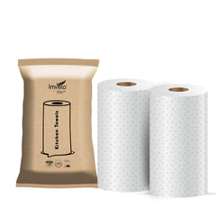 Imvelo 2 Ply Kitchen Towel | 120 Pulls per Roll | OBA Free & Safe to Skin | Highly Absorbent | Food - Safe Kitchen Tissue Roll | White Tissue Papers for Kitchen use