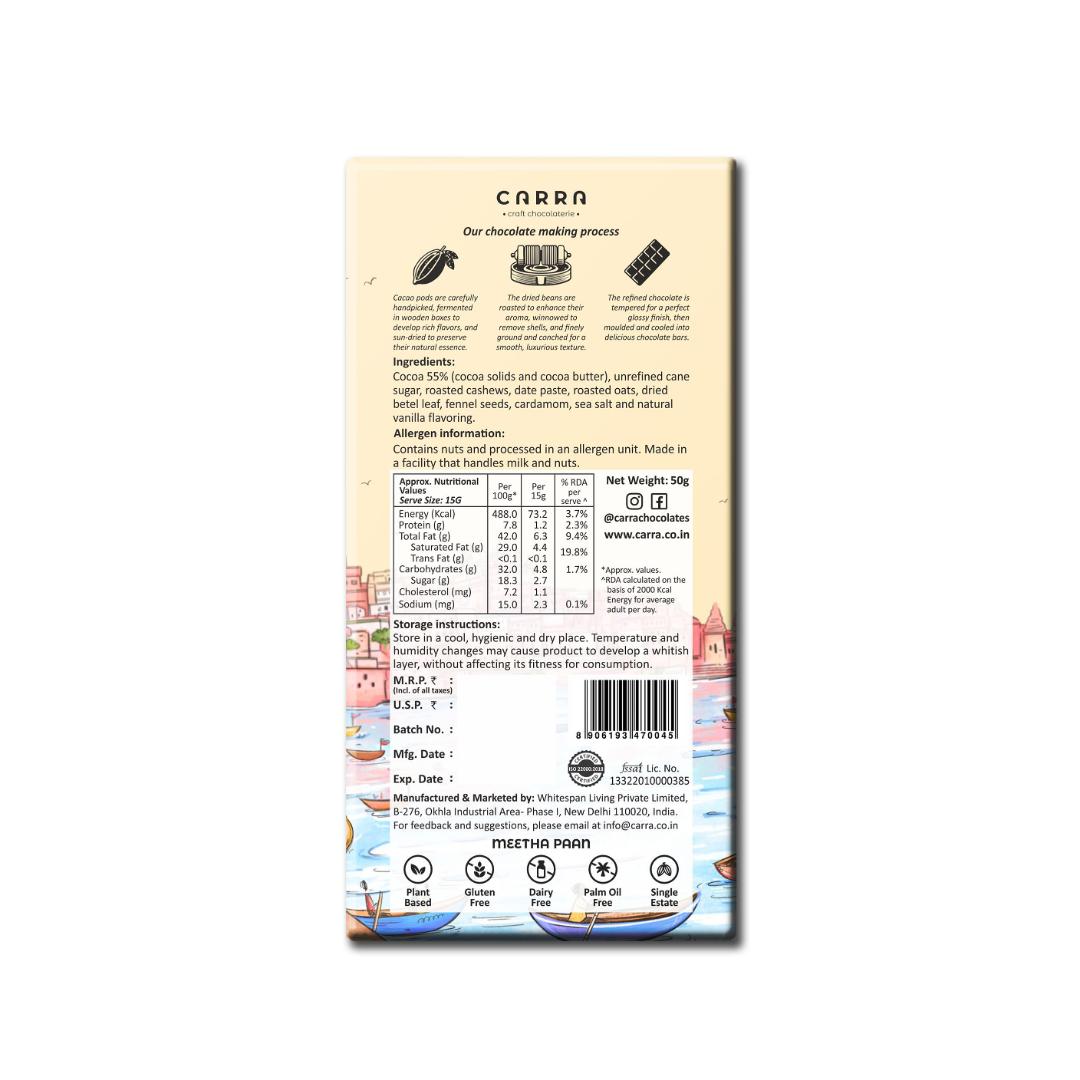 CARRA Meetha Paan 55% Dark Chocolate Bar - Pack of 3