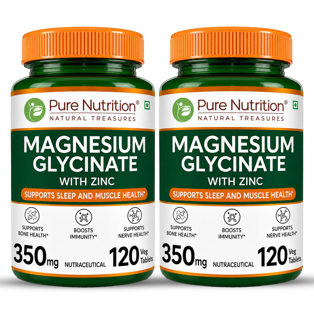 Magnesium Glycinate 350mg with Zinc Capsules | Sleep Support, Stress Relief & Bone Health | 120 Capsules