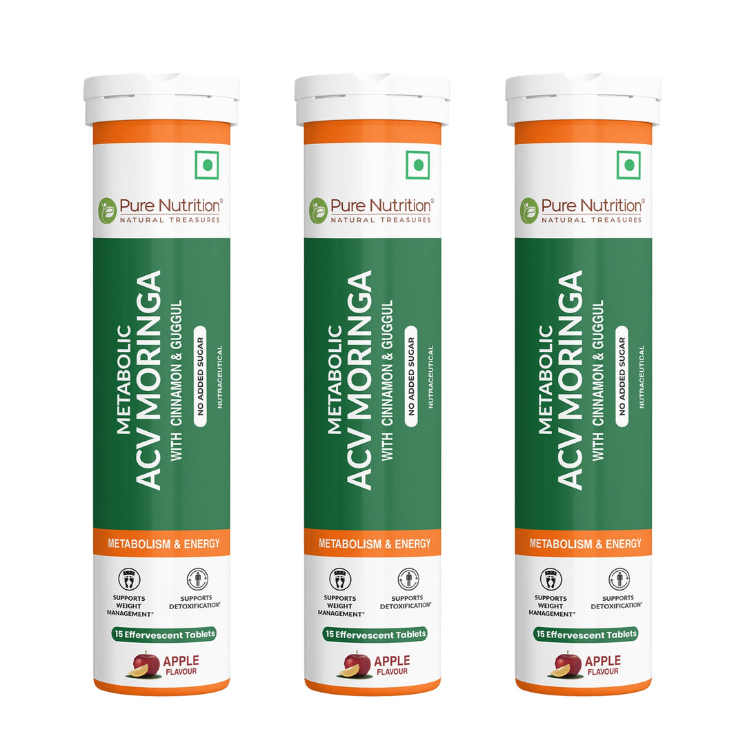 Pure Nutrition ACV Moringa Effervescent Tablets – Apple Flavour – 15 Tablets