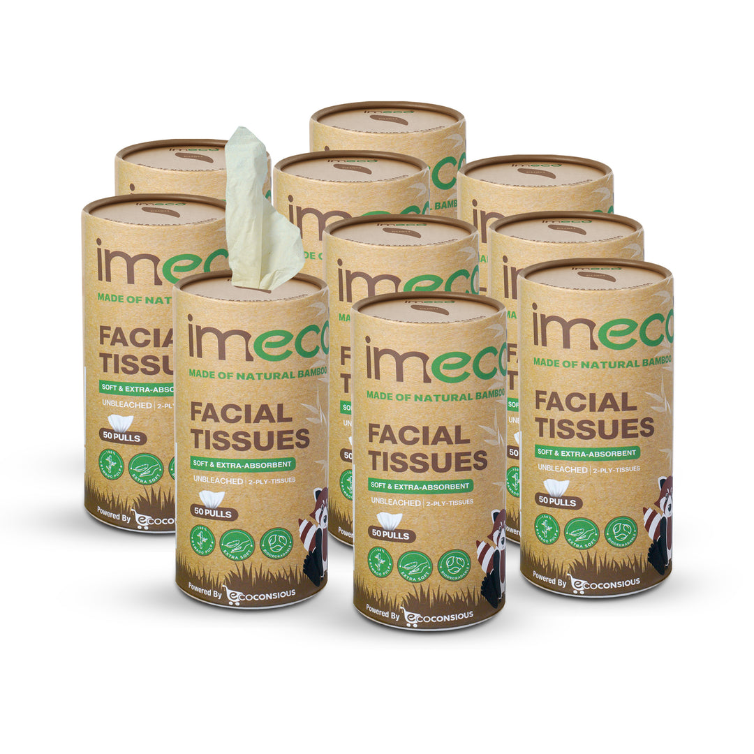 IMECO Essential Bamboo Car Tissue | Biodegradable, Soft & Gentle on Skin | 50 Pulls Per Pack