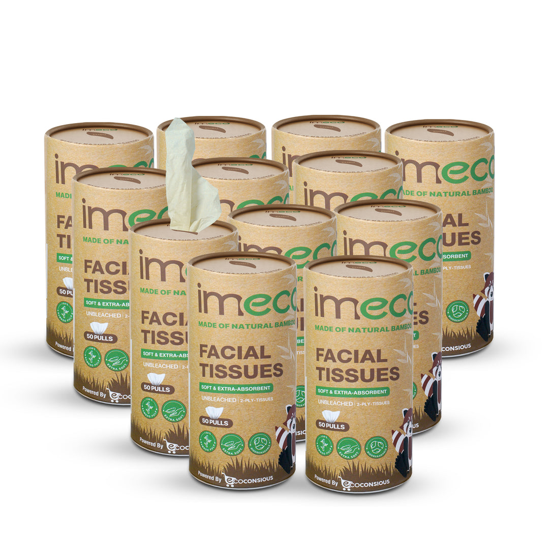 IMECO Essential Bamboo Car Tissue | Biodegradable, Soft & Gentle on Skin | 50 Pulls Per Pack