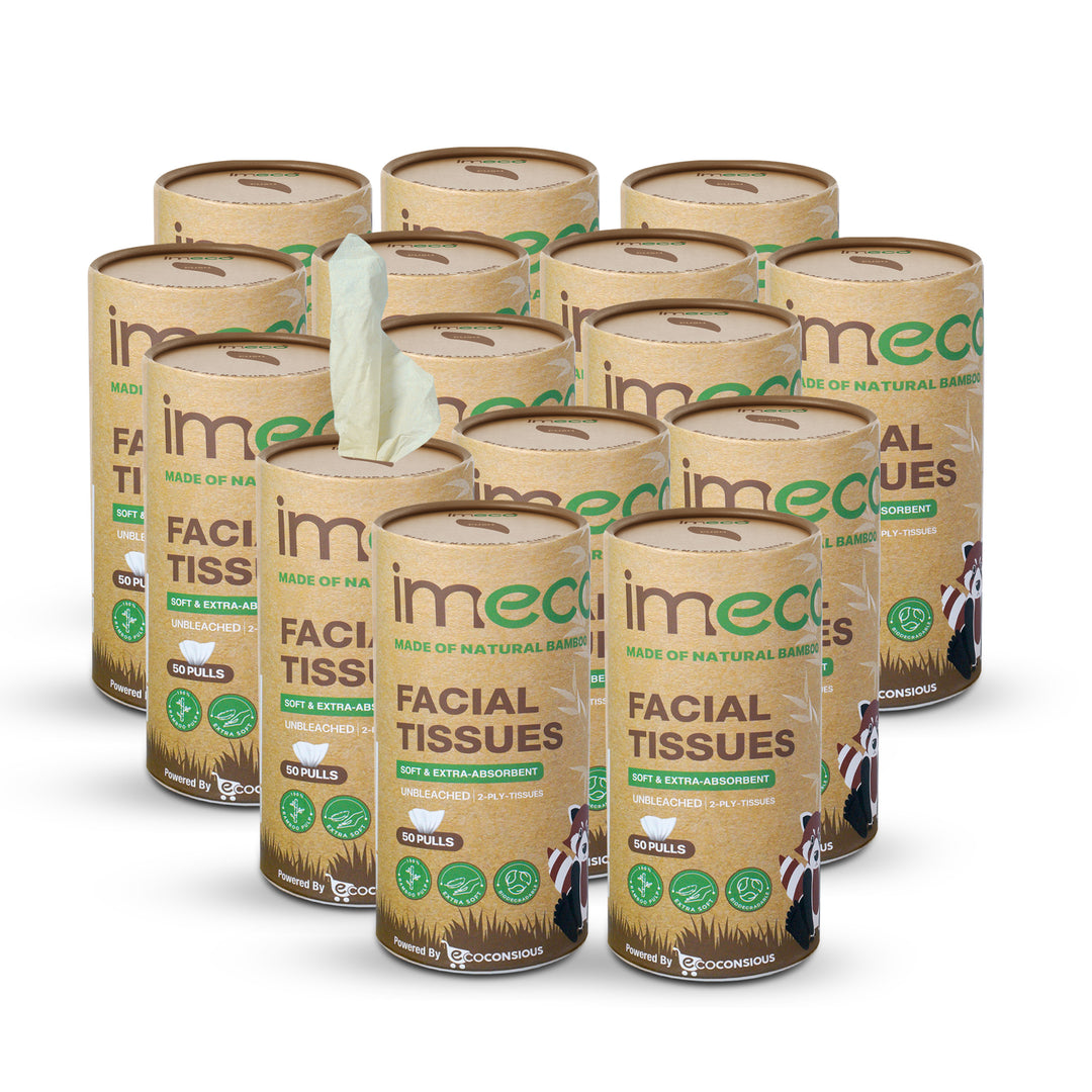IMECO Essential Bamboo Car Tissue | Biodegradable, Soft & Gentle on Skin | 50 Pulls Per Pack