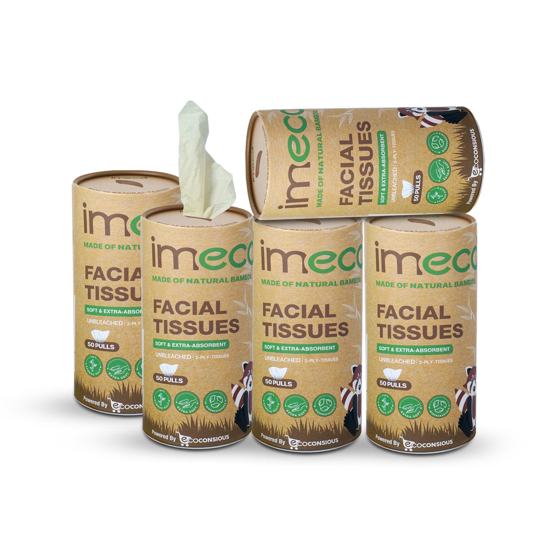 IMECO Essential Bamboo Car Tissue | Biodegradable, Soft & Gentle on Skin | 50 Pulls Per Pack
