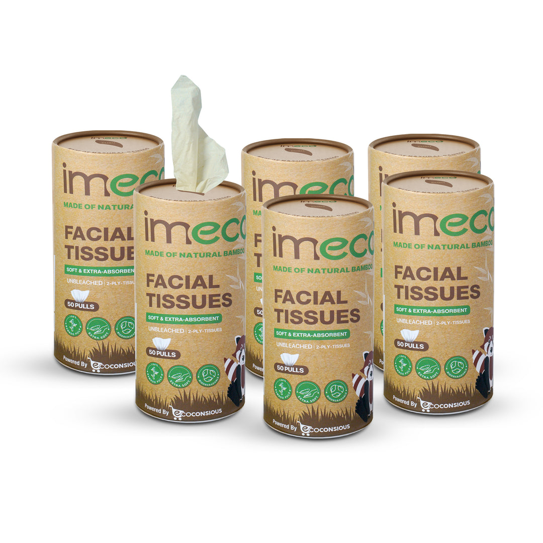 IMECO Essential Bamboo Car Tissue | Biodegradable, Soft & Gentle on Skin | 50 Pulls Per Pack