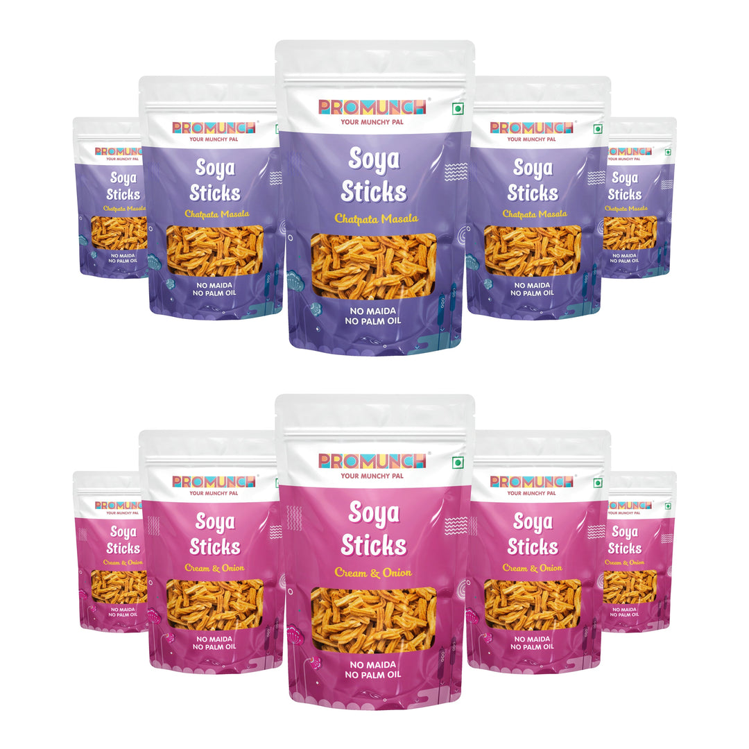 PROMUNCH Combo Pack - Soya Sticks (Chatpata Masala , Cream Onion) - 30g Each