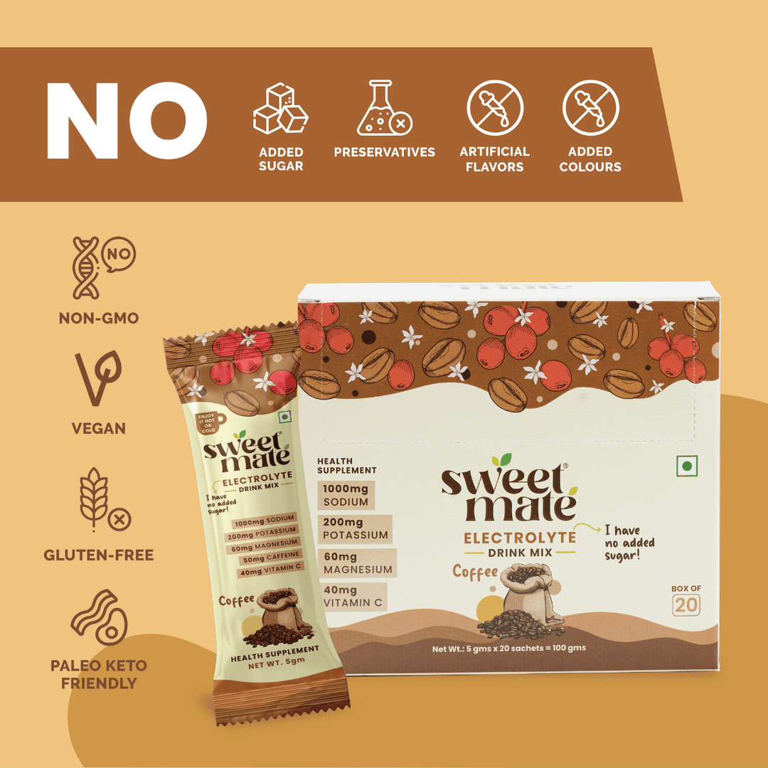 Sweetmate Coffee Electrolyte Drink Mix Sweetened With Stevia -5g (20 Sachet)