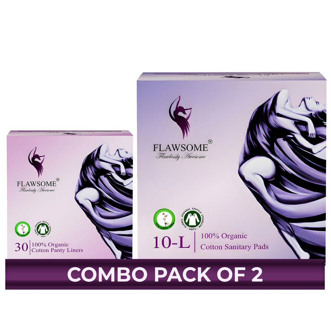 Chemical Free Safe Sanitary Pads (L, Pack of 10) + Ultra Soft Toxin Free Panty Liners (30) – Rash Free, Gynecologist Certified