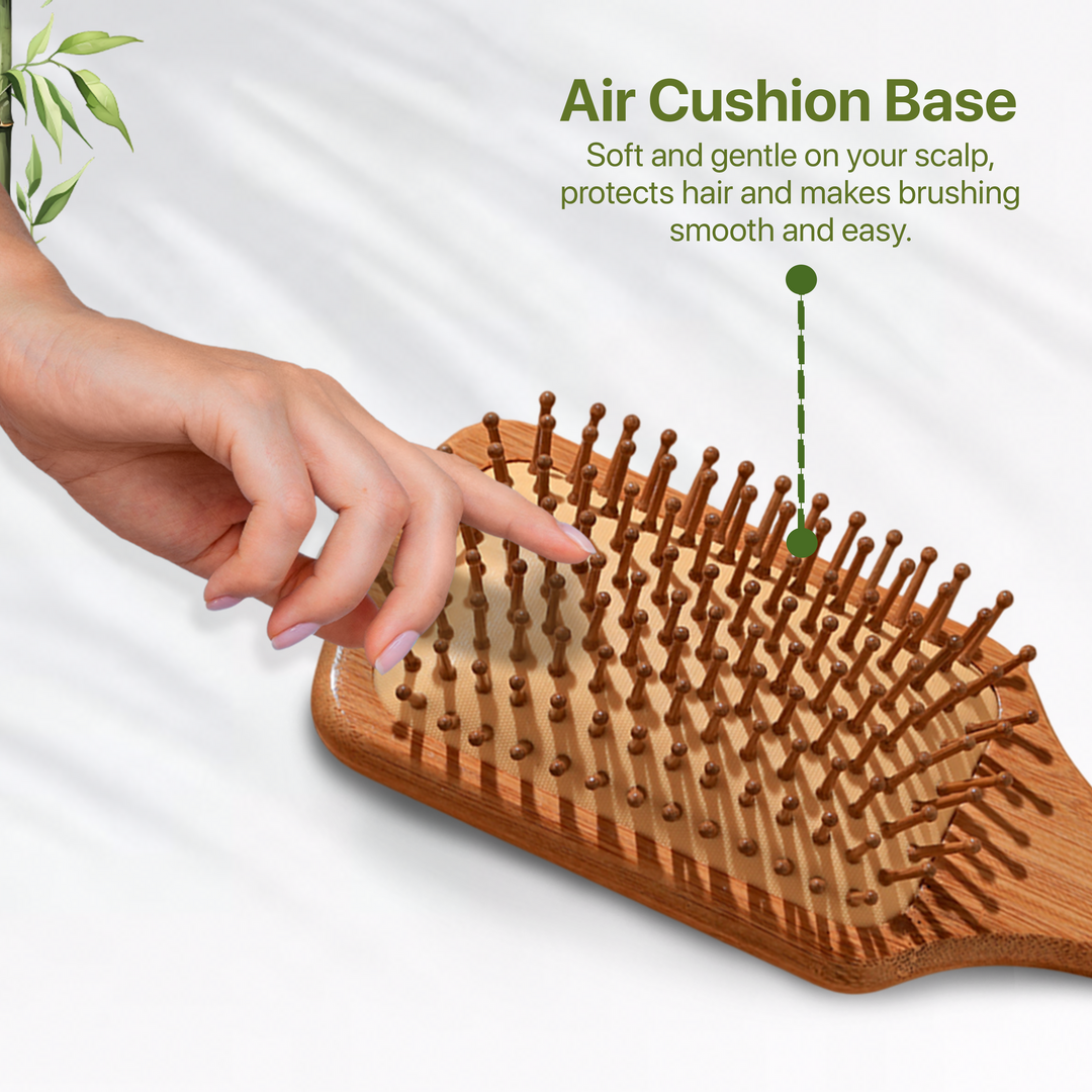 IMECO Bamboo Paddle Hairbrush - Natural Wooden Comb - Anti-Static - Detangling - Ideal for Men & Women