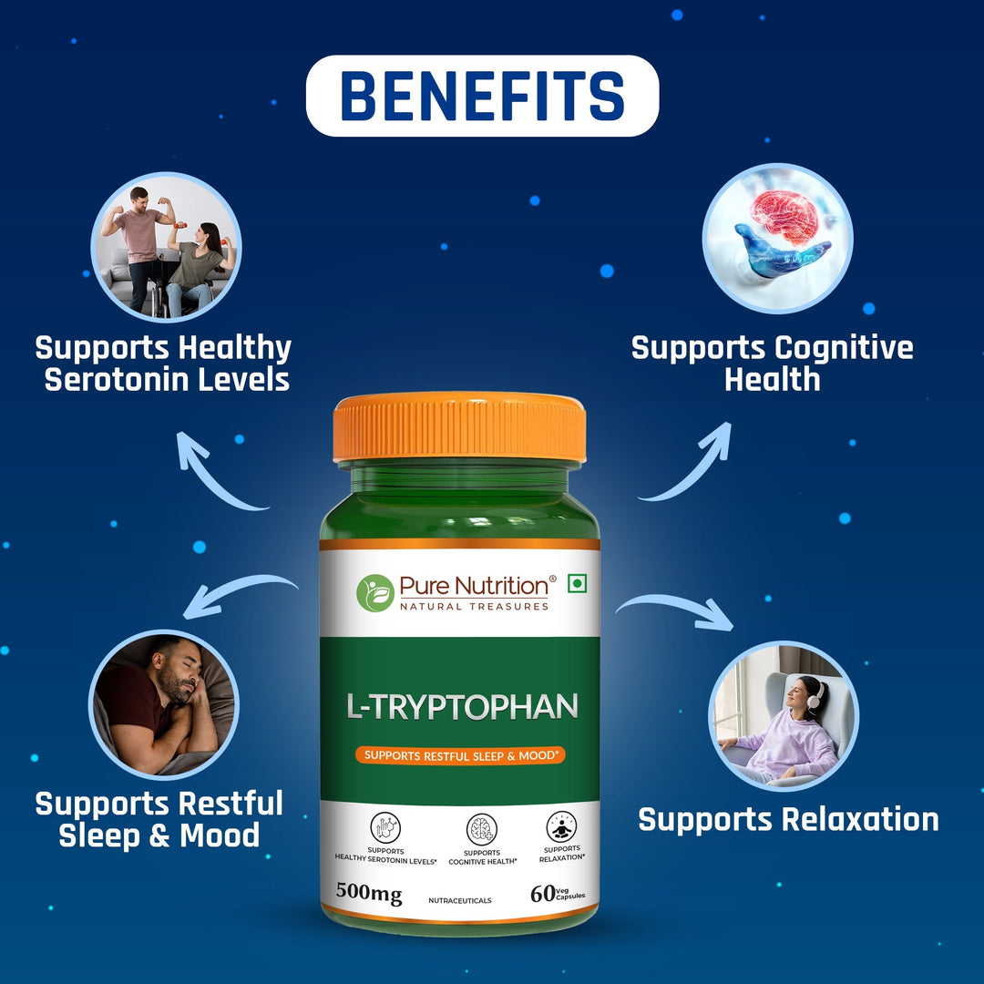 L-Tryptophan 500mg Veg Capsules  Mood Balance, Sleep & Wellness