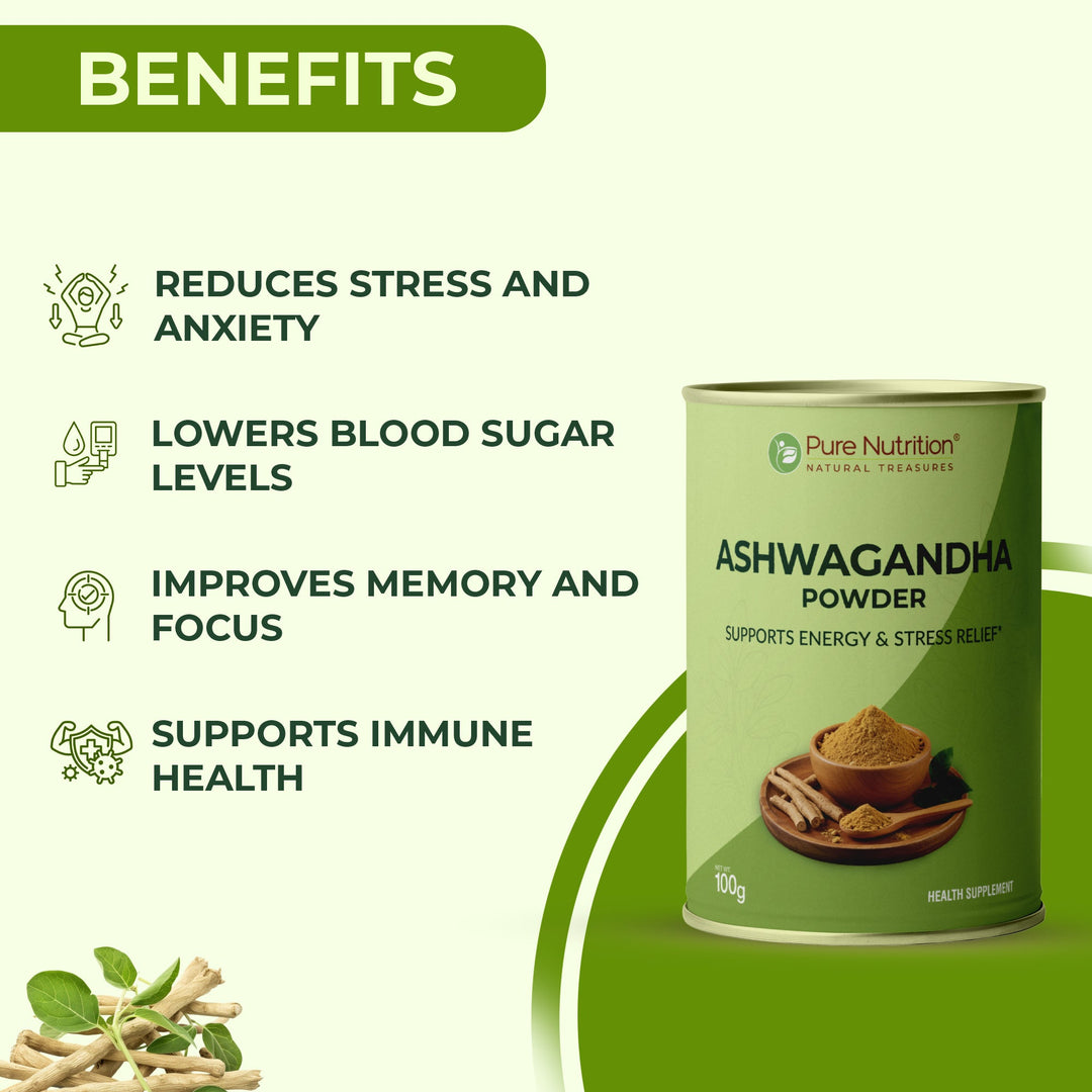 Organic Ashwagandha Powder - 100 g | 100% Pure and Natural | Supports Stress Relief, Vitality, and Overall Wellness