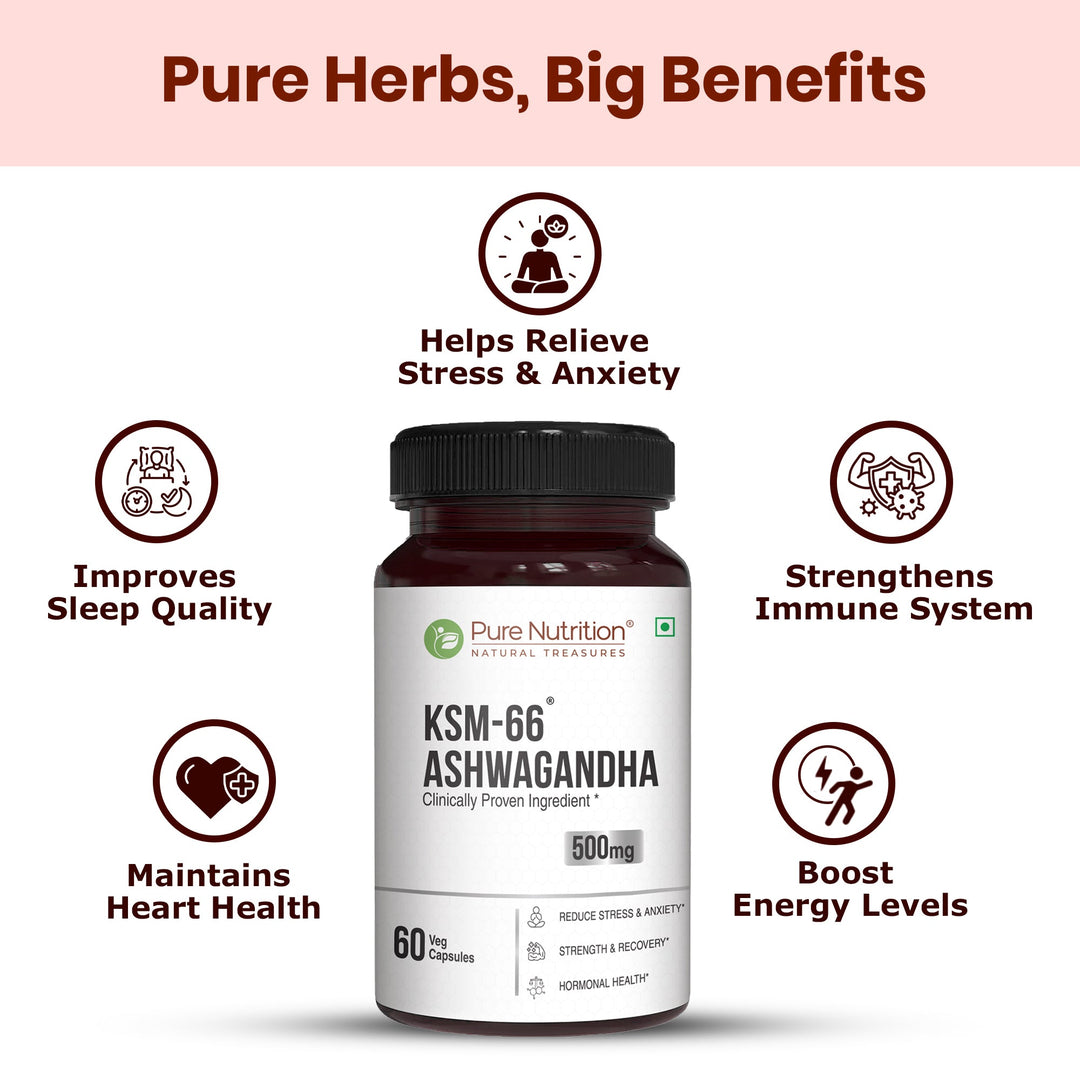 KSM-66 Ashwagandha 500mg  Standardized Root Extract | Stress & Vitality