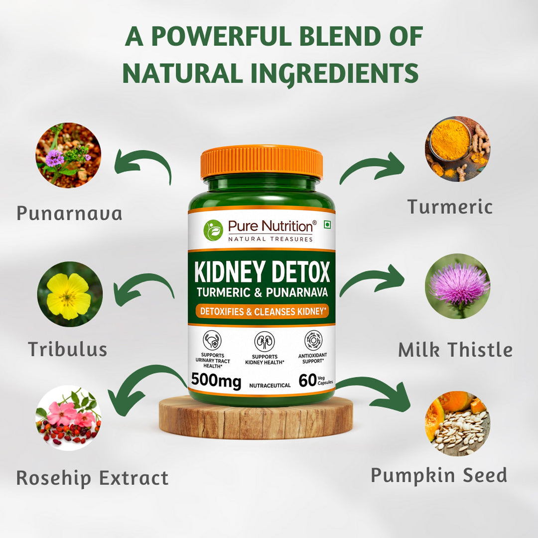 Kidney Wellness Support | Turmeric & Punarnava | 500mg | 60 Capsules