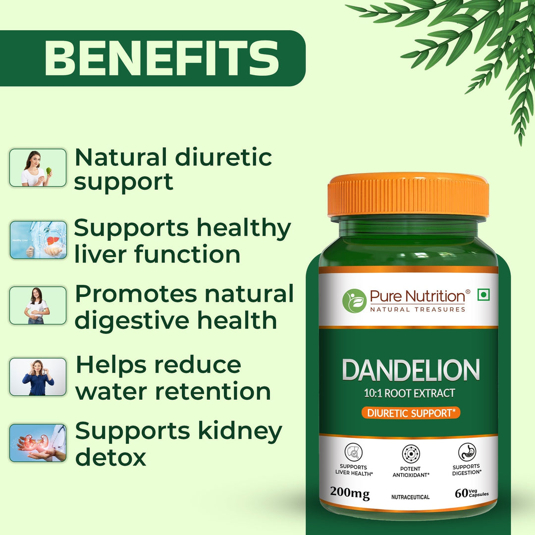 Dandelion Root Extract 200mg Liver, Digestion & Antioxidant Support | Veg Caps