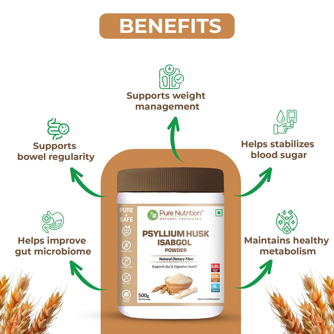 Pure Nutrition Psyllium Husk (Isabgol) Powder – Natural Dietary Fiber for Digestive Wellness & Daily Fiber Support
